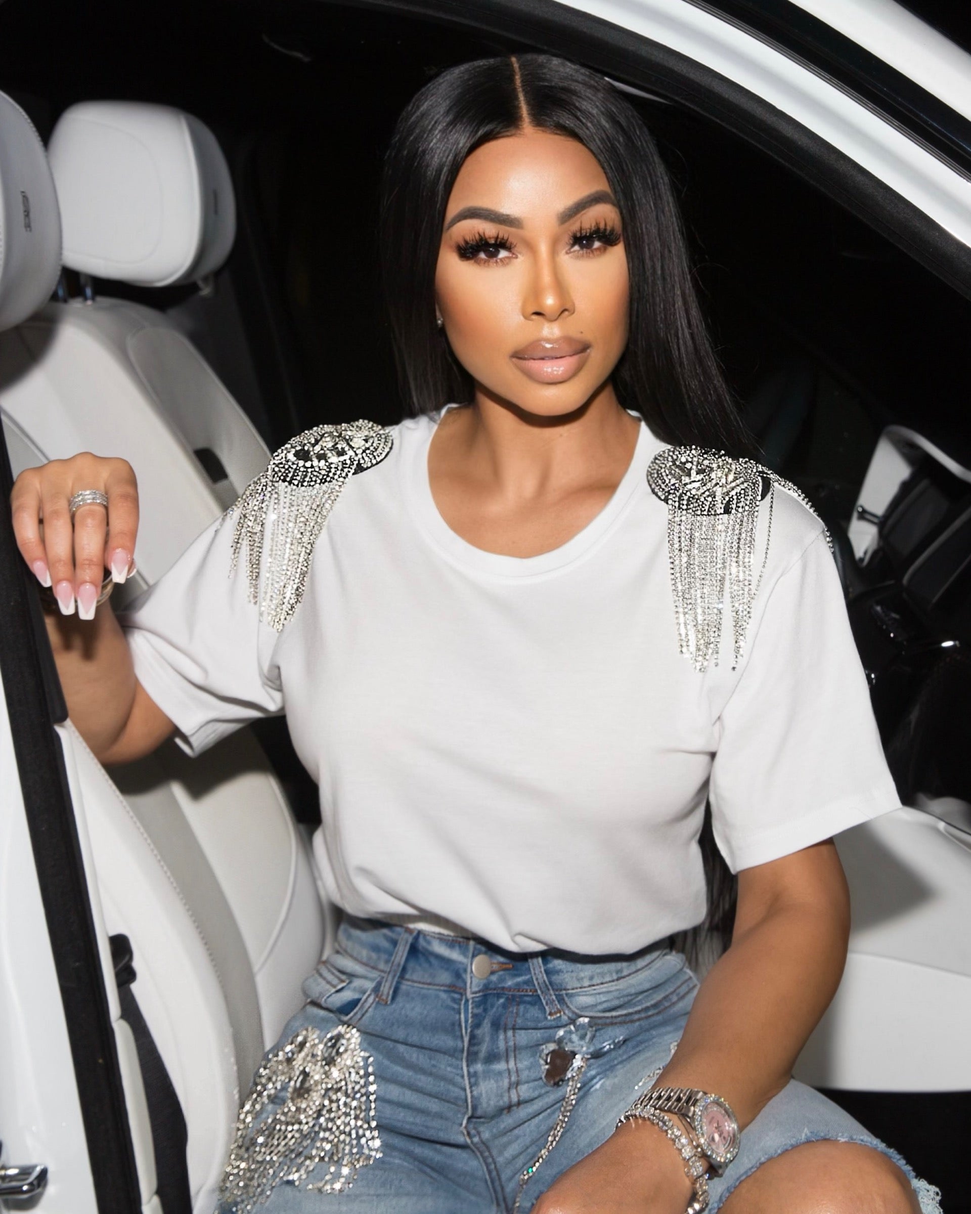 "Sparkle" Rhinestone Tassel Top